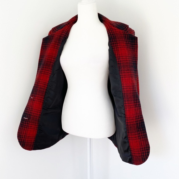 Charter Club Red Plaid Wool Blazer Coat Size 8 - Picture 7 of 8